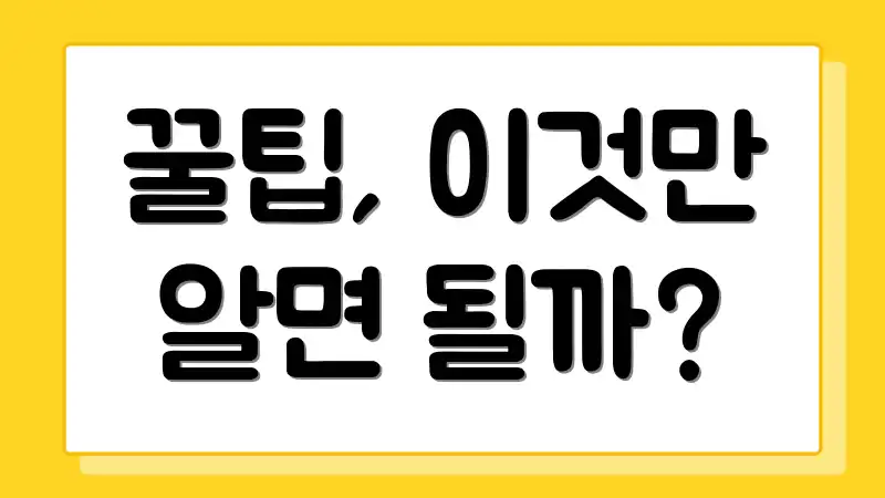 꿀팁, 이것만 알면 될까?