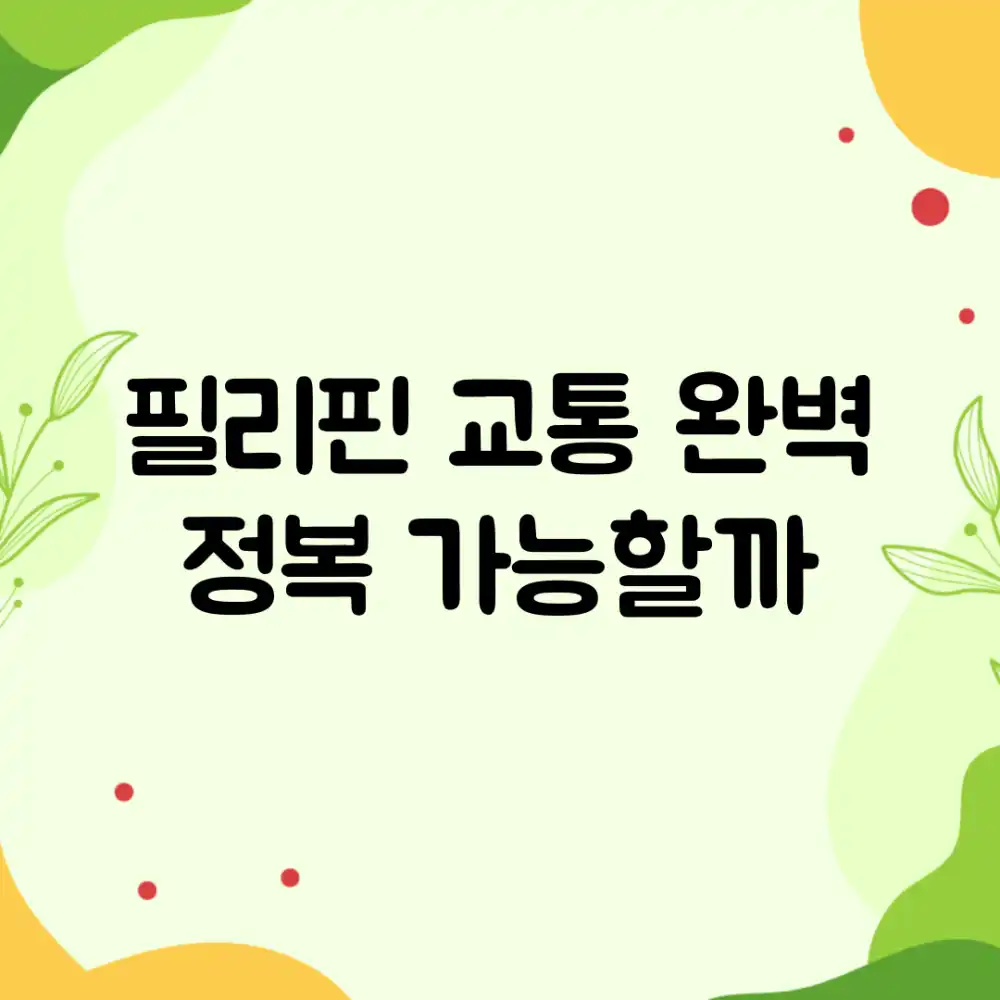 필리핀 교통, 완벽 정복 가능할까?