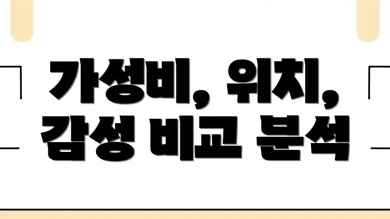 가성비, 위치, 감성 비교 분석