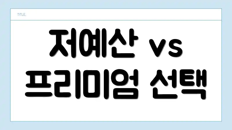 저예산 vs 프리미엄 선택