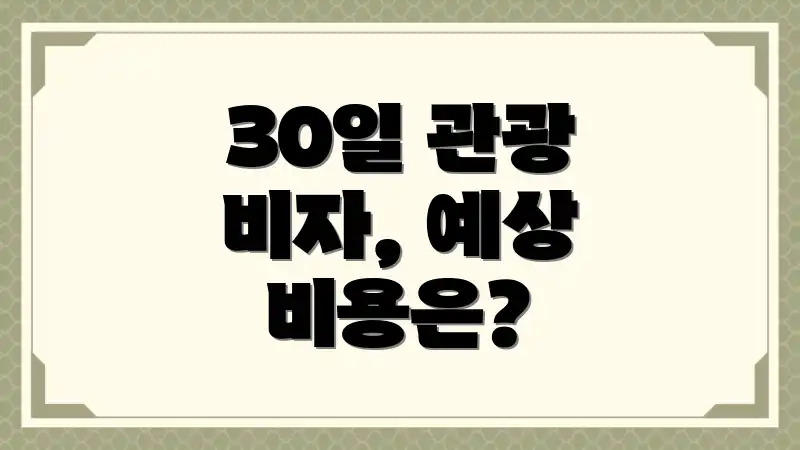 30일 관광 비자, 예상 비용은?