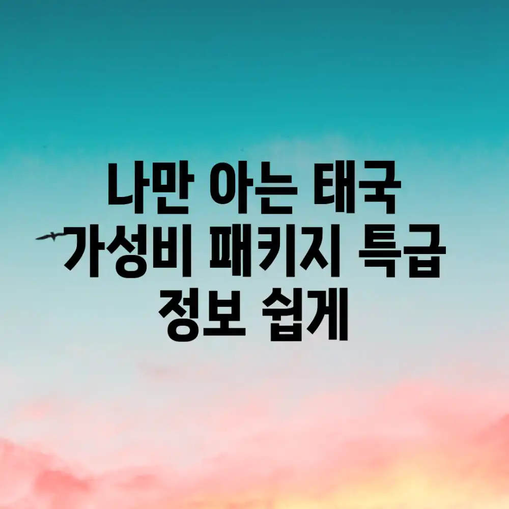 나만 아는 태국 가성비 패키지 특급 정보! [쉽게