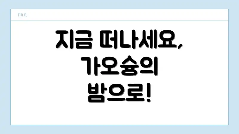 지금 떠나세요, 가오슝의 밤으로!