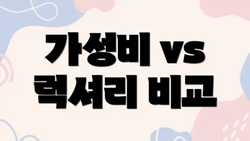 가성비 vs 럭셔리 비교