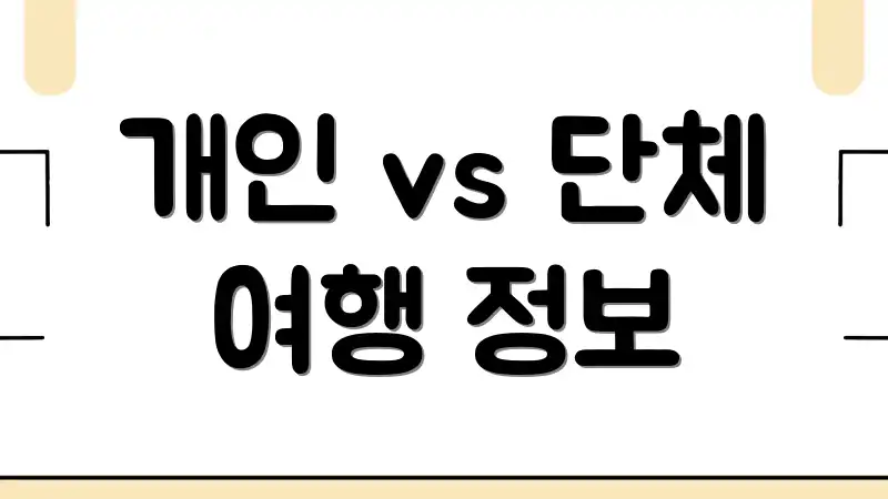 개인 vs 단체 여행 정보
