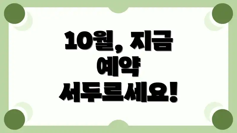 10월, 지금 예약 서두르세요!