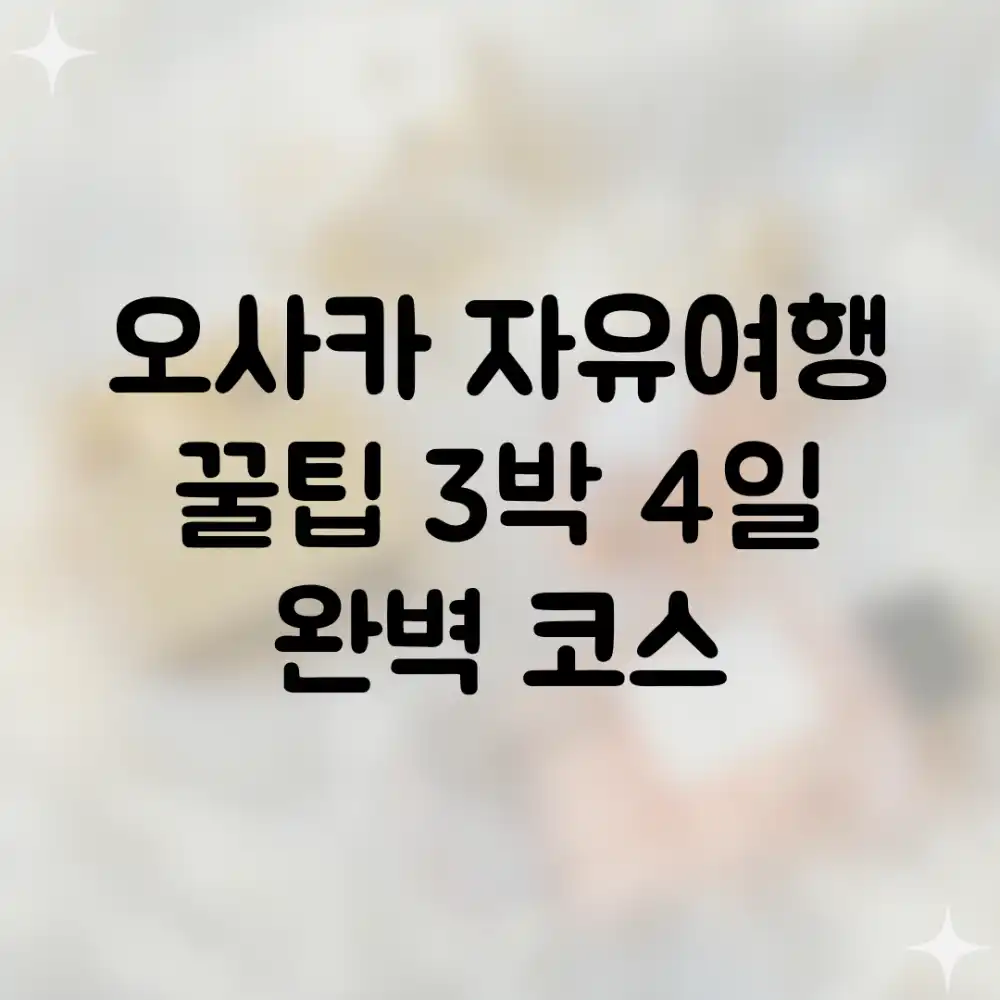 오사카 자유여행 꿀팁! 3박 4일 완벽 코스 오사카 자유여행 꿀팁! 3박 4일 완벽 코스