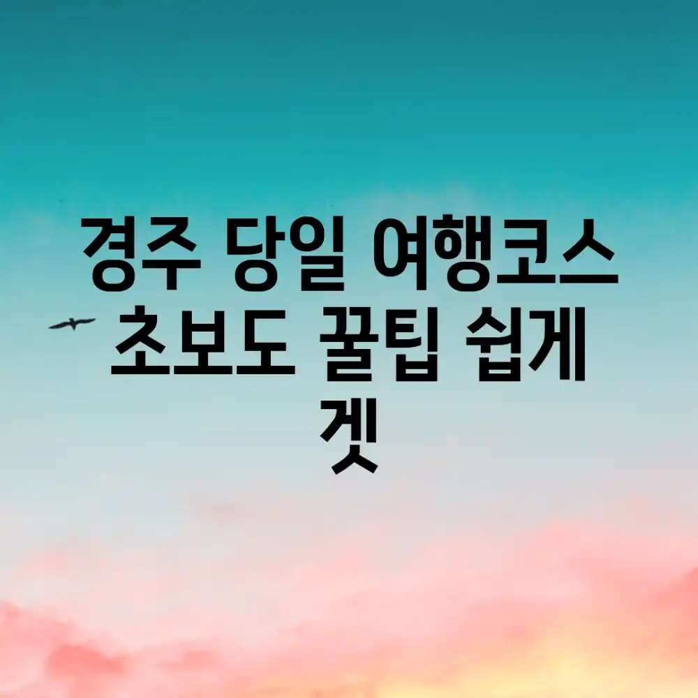 경주 당일 여행코스: 초보도 꿀팁 쉽게 겟!