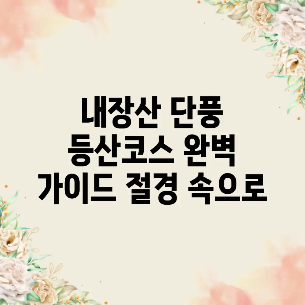 내장산 단풍 등산코스 완벽 가이드: 절경 속으로!