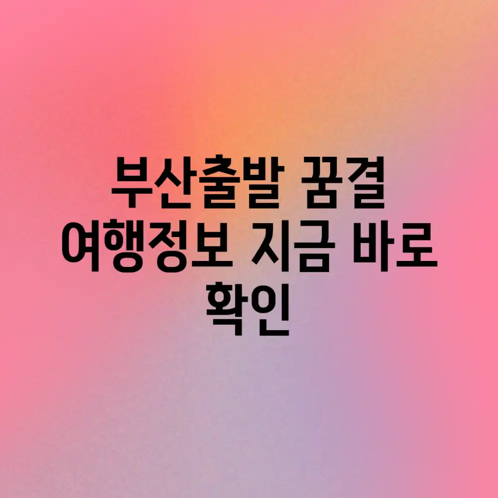 부산출발! 꿈결 여행정보, 지금 바로 확인!