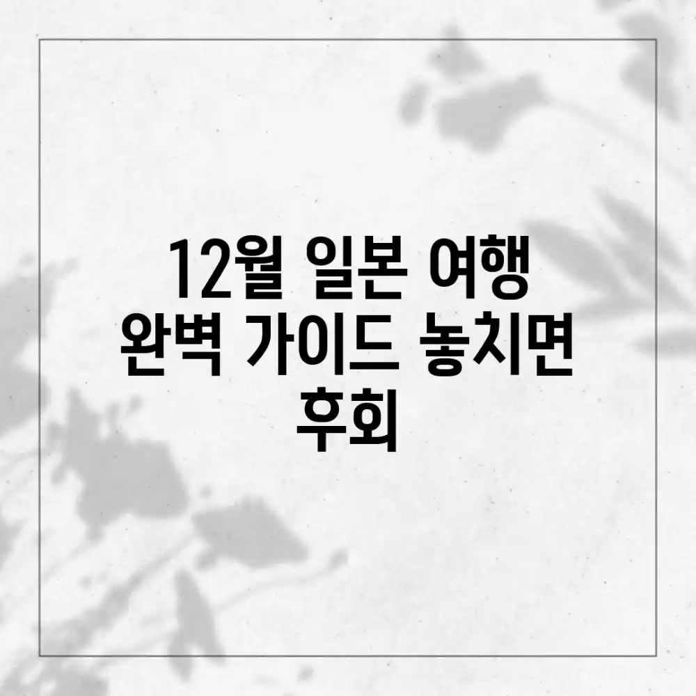 12월 일본 여행 완벽 가이드: 놓치면 후회!