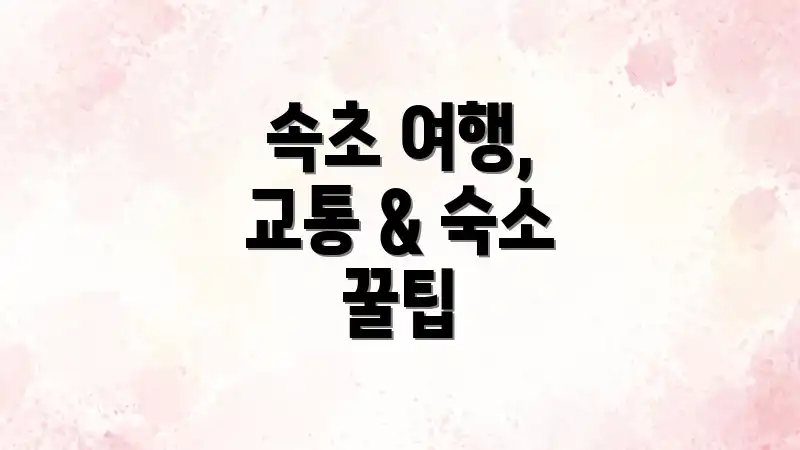 속초 여행, 교통 & 숙소 꿀팁