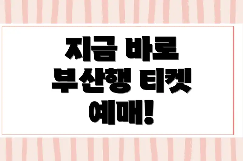 지금 바로 부산행 티켓 예매!