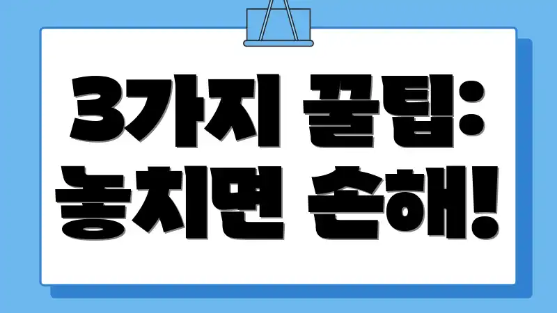 3가지 꿀팁: 놓치면 손해!