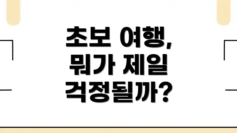 초보 여행, 뭐가 제일 걱정될까?