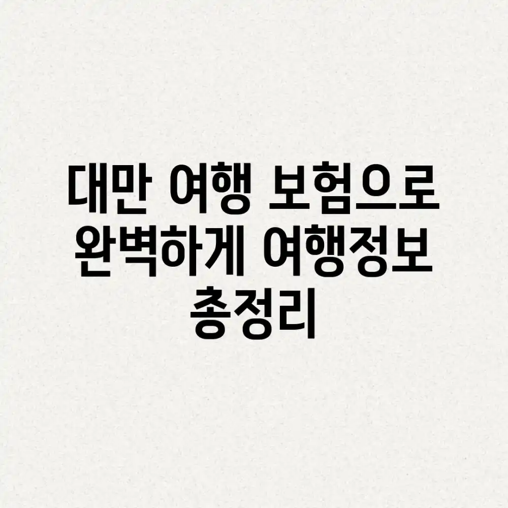 대만 여행, 보험으로 완벽하게! 여행정보 총정리
