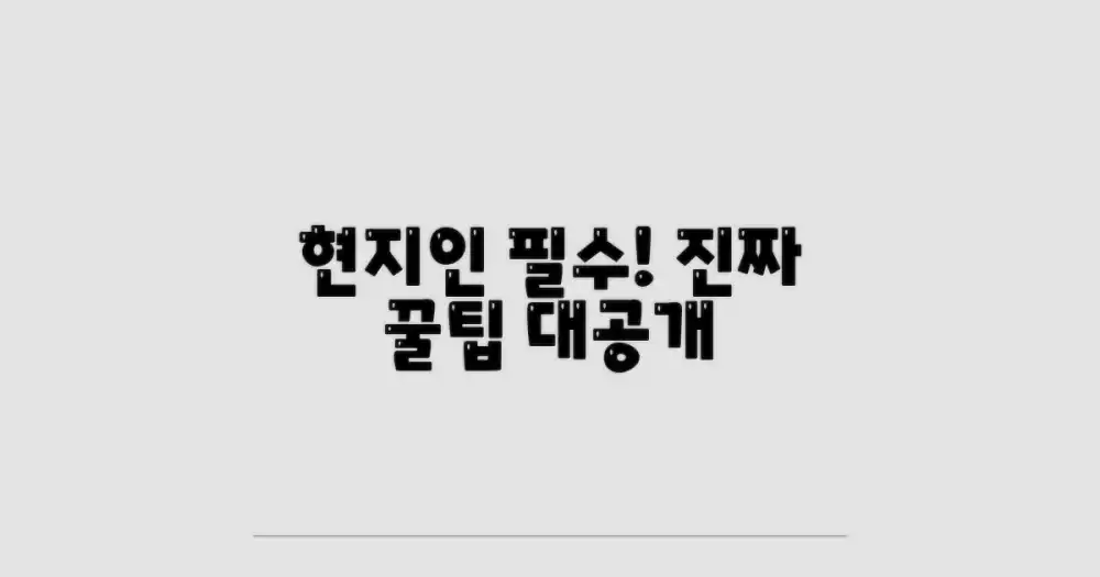 현지처럼 즐기는 꿀팁!