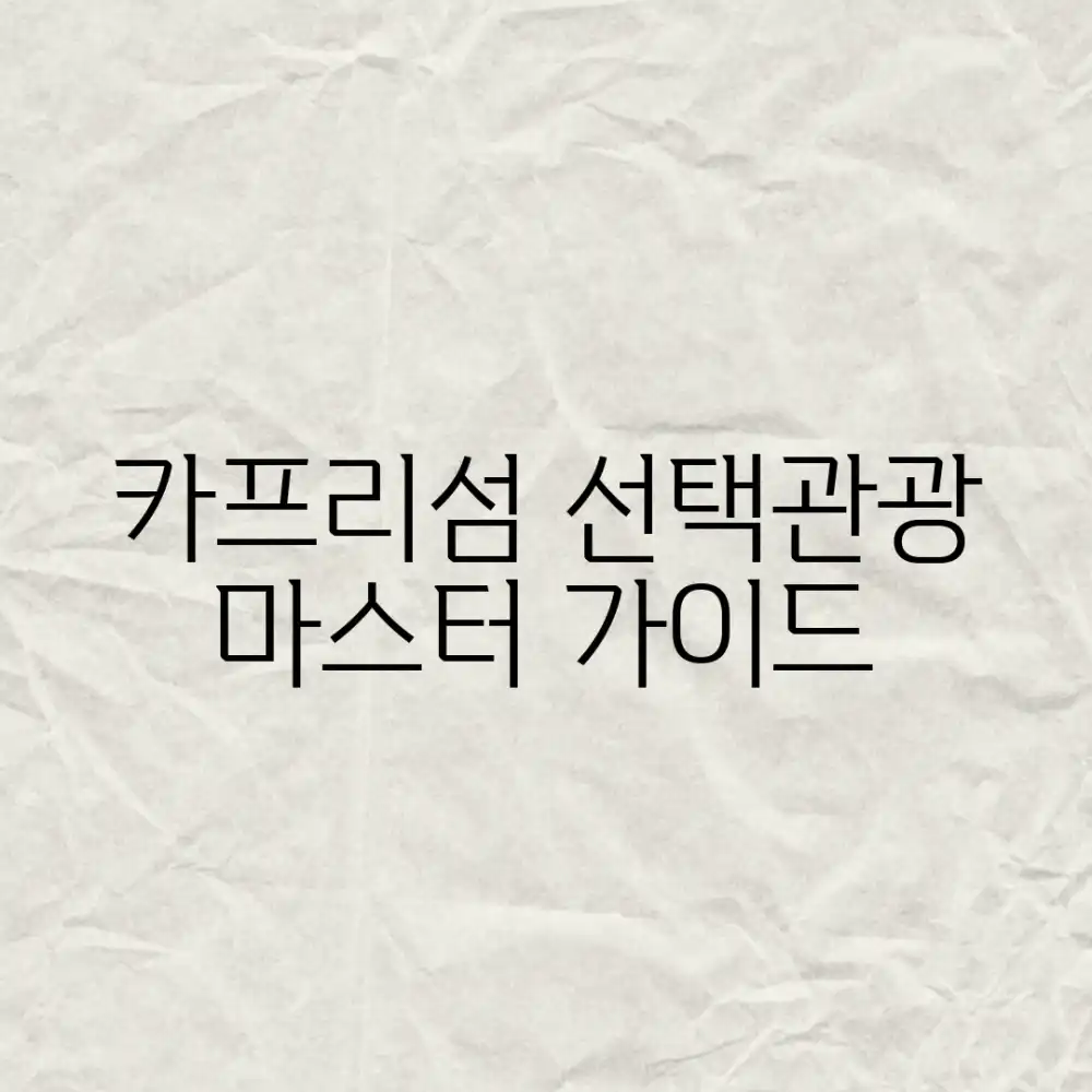 카프리섬 선택관광 마스터: 완벽 여행정보