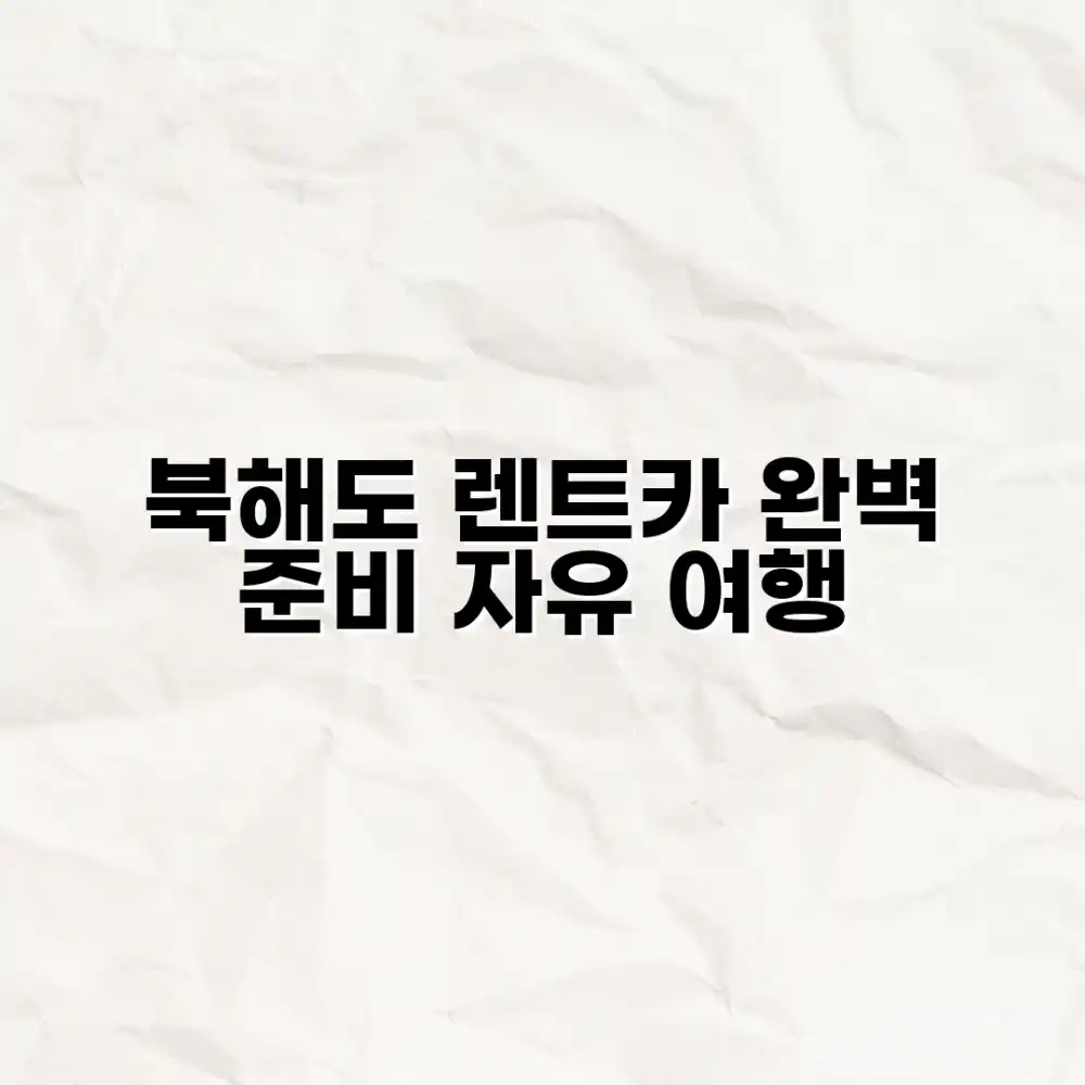 북해도 렌트카 자유여행 완벽 가이드