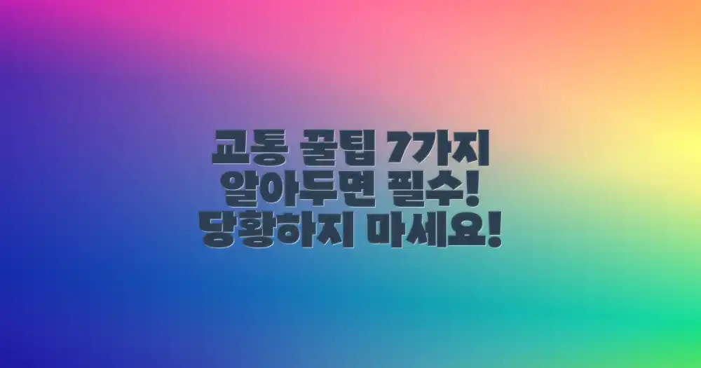 7가지 교통 꿀팁