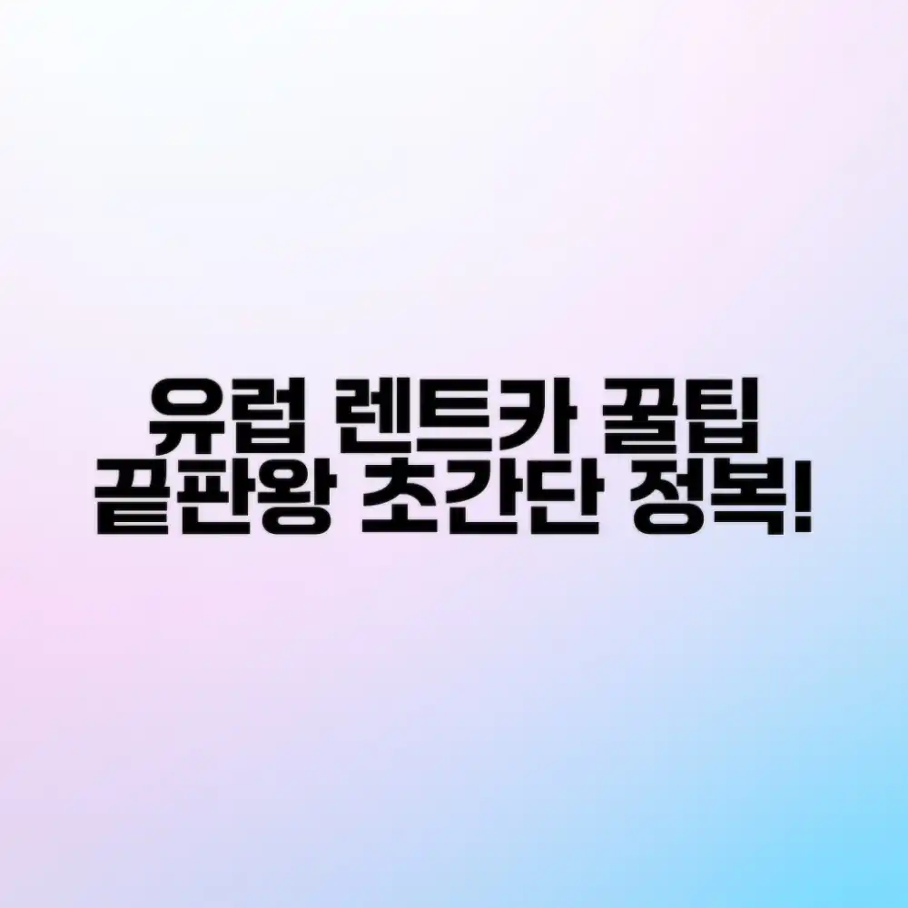 유럽 여행 렌트카, 이것만 알면 끝?