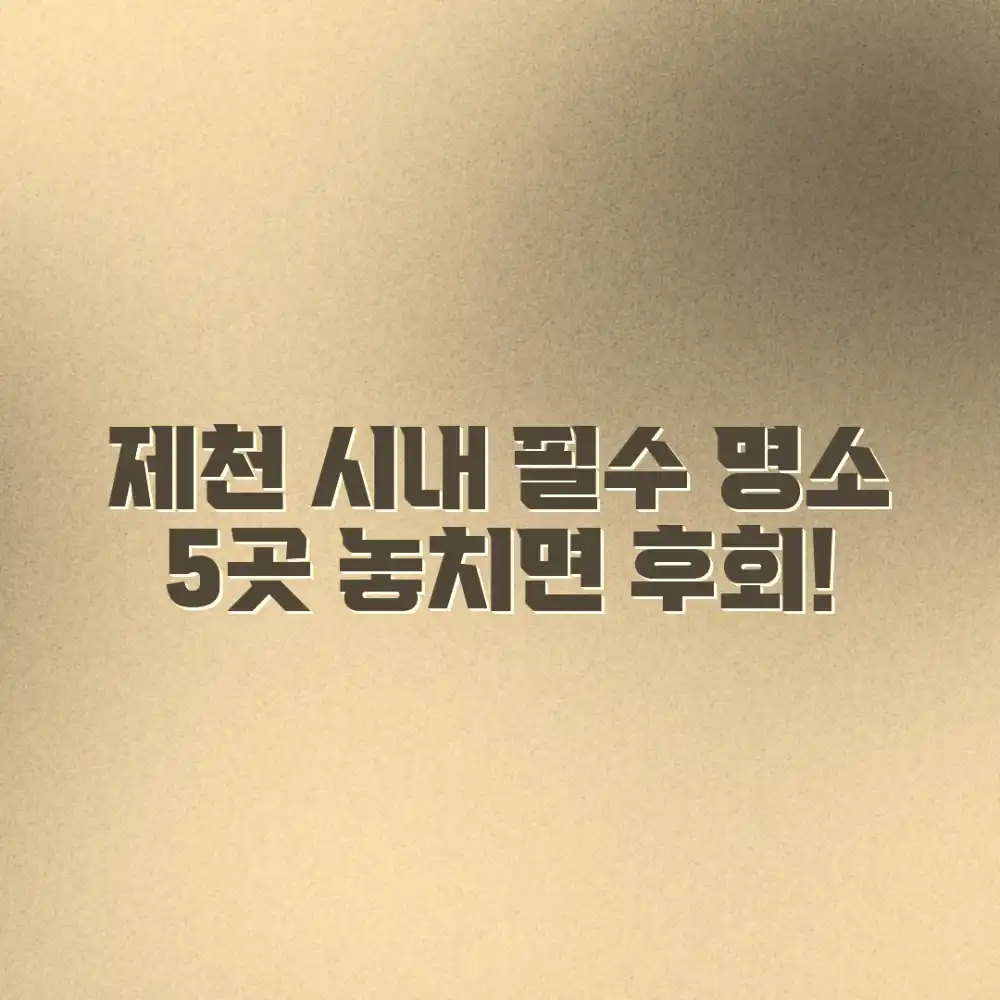 제천 시내: 꼭 가봐야 할 5곳!