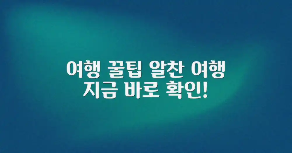 알찬 여행을 위한 꿀팁