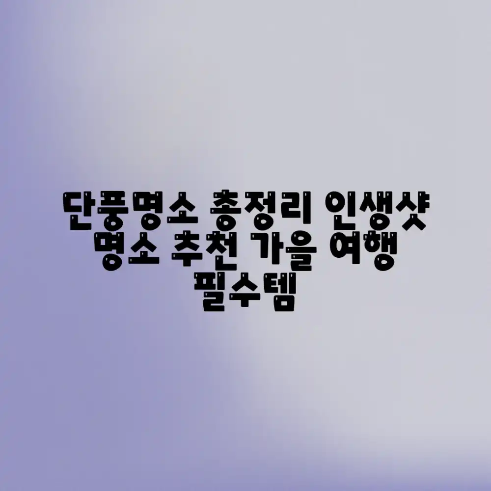 수도권 단풍명소 완벽 가이드: 인생샷 여행정보